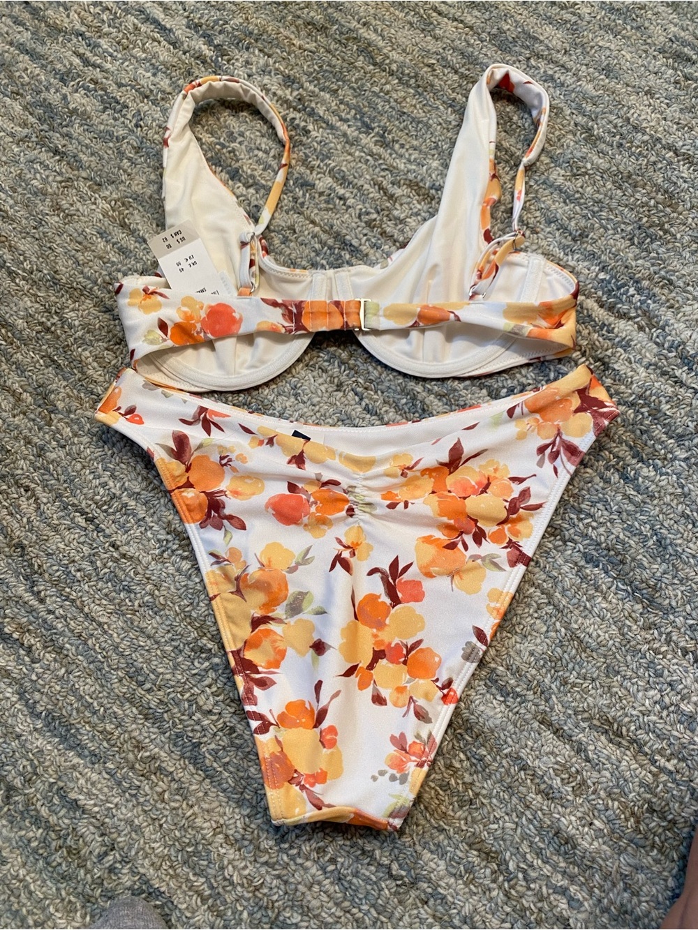 Abercrombie & Fitch White Bikini with Orange Floral Print - Picture 2 of 4
